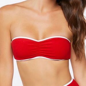 Forever 21 Red Terry Cloth Strapless Bikini Top